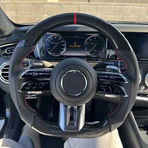 Volant en fibre de carbone adapté aux Mercedes-Benz W222 W223 W205 W177 W247 C118 X118 W206 W214 C238 C257 A35 C43 A63 AMG - Product Image 1