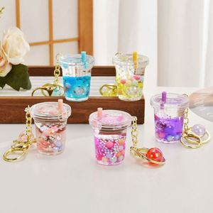 Wholesale Creative Glowing Milk Tea Cup Keychain - Cute Pendant <b>Bag</b> Charm Novelty Accessory for Gifts DIY Decor - Product Image 2