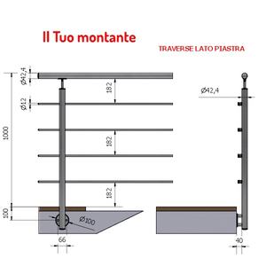 ราวจับบันไดแนวตรงแบบ A4-L P110106R4 Ø 42.4 4 316ขัดเงา Aisi ที่ทำจากสเตนเลสสตีลยึดด้านข้างภายใน - Product Image 1