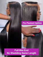 Peluca de Cabello Humano Virgen Vietnamita sin Pegamento de 30-40 Pulgadas, Peluca Frontal de Encaje HD Completo 13x6 para Mujeres Negras