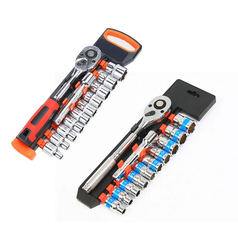 Set kunci soket baja Universal 1/2 inci, Set alat soket kunci pas dapat disesuaikan dengan bingkai plastik 12 buah