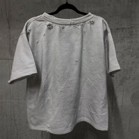 T-shirt en coton épais délavé et vieilli sur mesure Huili OEM pour homme, coupe oversize, imprimé sérigraphié, avec strass et déchirures – Fabricant