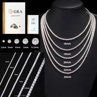 Prix le plus bas en stock, argent 925, moissanite VVS, 2 mm à 6,5 mm, diamant VVS, collier/bracelet pour femme/homme, chaîne tennis