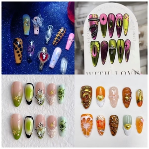 <span class=keywords><strong>Uñas</strong></span> Acrílicas Personalizadas con Grabado Removible, Estilo Brillante, <span class=keywords><strong>Relieve</strong></span> Francés, Cobertura Total, Hechas a Mano, <span class=keywords><strong>Uñas</strong></span> Postizas - Product Image 1
