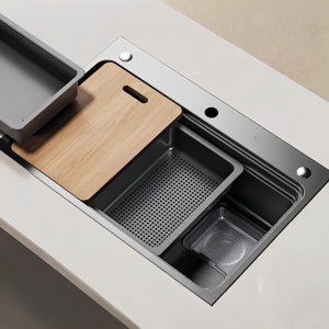 Fregadero de Cocina Grande de Acero Inoxidable 304 Hecho a Mano con Nanotecnología Antibacteriana, Lavabo Individual para Verduras y Platos - Product Image 1