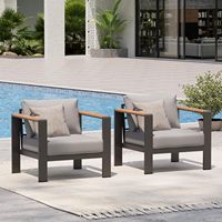 Ensemble de meubles de patio résistant aux UV, 5 pièces, canapé de jardin en aluminium avec table basse pour véranda, balcon, cour, terrasse