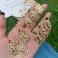 Collier pendentif en or plaqué 24 carats San Judas Santa Muerte, zirconium arc-en-ciel pavé, pendentif Vierge Marie, cadeaux catholiques en gros