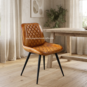 Silla Moderna de Estilo Industrial Indio, Fabricada a Mano con Hierro y Cuero Genuino de Cabra, Ecológica y Duradera, para Restaurantes y Hoteles - Product Image 2