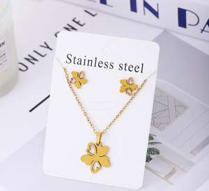 Conjunto de Collar y Aretes de Acero Inoxidable con Diseño Redondo Infinito Chapado en Oro de 18K, Regalo de Boda para Mujer, Estilo Cristiano - Product Image 6