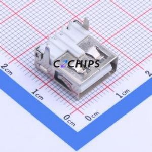 U-A-24DD-W-6 USB Connector Bent Lead Through Hole Connector Type-A USB 2.0 Female Right Angle Insert - Product Image 1