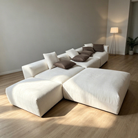 Sofá Seccional Modular en Forma de L, Tapizado en Lino Beige, Estructura de Madera, Relleno de Espuma y Plumas de Ganso, Conjunto de Sofás de Esquina Modernos para Sala de Estar