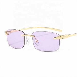 Gafas de Sol de Moda de Lujo al por Mayor 2021, Gafas de Sol Pequeñas sin Marco con Protección UV400 y Montura Metálica para Mujer - Product Image 4