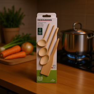 Fackelmann Cooking Spoon Spatula <b>Set</b> 4 <b>Pc</b> Wood Eco Friendly Utensils - Product Image 3