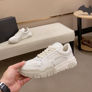 Baskets décontractées pour femmes en cuir de vachette véritable première couche, à semelle épaisse, bout blanc, lacets avant, nouvelle collection printemps 2025, polyvalentes - Product Image 6