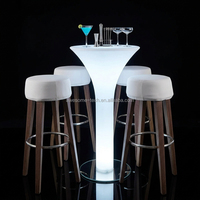 Table de bar LED moderne d'extérieur à haut plateau, résistante à l'eau et écologique, idéale pour les événements en centre commercial et en jardin