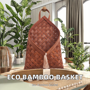 Handwoven Eco-Friendly Bamboo Hanging Storage <b>Basket</b> <b>for</b> <b>Flower</b> Plant Home Garden Decor Gift - Product Image 2