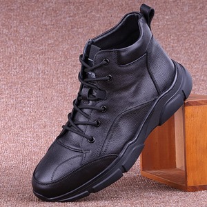 Chaussures décontractées tendance pour hommes, nouvelle collection automne, en cuir véritable, à tige haute, épaisses, antidérapantes, bottes de travail, semelle intermédiaire en PU - Product Image 6