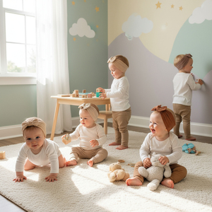 5 Parça Çevre Dostu Naylon Yenidoğan Bebek Kız Saç Aksesuarları Sevimli Düğüm Kelebek Tasarımlı Bandana Seti 13-24 Ay - Product Image 2