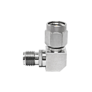 SMA Nam Góc phải để SMA nữ <span class=keywords><strong>RF</strong></span> adapter thép không gỉ nối 50Ω chính xác lò vi sóng chuyển đổi cho phòng thí nghiệm & Viễn Thông - Product Image 1