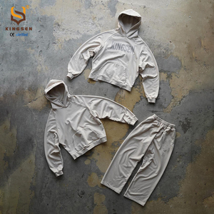 Conjunto Deportivo Kingsen para Hombre, Pantalones Deportivos Anchos con Estampado Puff y Sudadera con Capucha, Estilo Holgado y Lavado Ácido - Product Image 3
