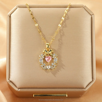 Chaîne en acier inoxydable pour femmes avec pendentifs en pierres précieuses Colliers Trendy Summer Waterproof Accessories on Neck Fashion Jewelry Gifts