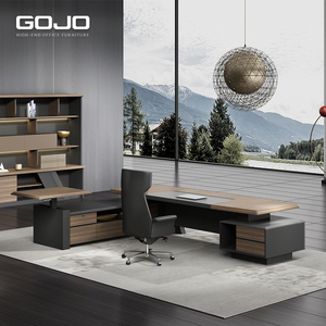 ชุดโต๊ะไม้หรูหราสำหรับสำนักงานผู้บริหารทันสมัยเรียบง่ายพร้อมที่เก็บของสำหรับห้องผู้จัดการและพื้นที่ทำงาน - Product Image 4