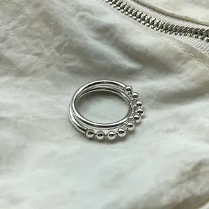 خاتم من الفضة مع سلسلة من الفضة الإسترلينية 925 بتصميم جديد ثنائي الطبقات