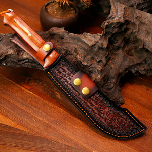 มีดต่อสู้คุณภาพสูงพร้อมใบมีดสแตนเลสแบบ Sheepsfoot ด้ามไม้แบบกำหนดเองได้ OEM มีดพกเกรด DIY - Product Image 4