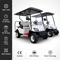 Voiturette de golf électrique 4 places, moteur AC 60V 3.5KW, batterie 100Ah, frein hydraulique double circuit, OEM ODM, 35KM/H, autonomie 90km
