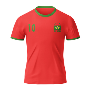 Maglia <span class=keywords><strong>da</strong></span> Calcio Personalizzata Brasile Numero 10 Ricamo Stampa a Caldo Alta Qualità Multicolore Maglietta Sportiva Corta Unisex per Giocatori - Product Image 4