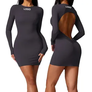 Clt8688 Bodycon Dress Slim Sexy Mini Dresses Package Hip Skirt Slimming Tight Skirt Womens Long Sleeve Bodysuit For Women Adults