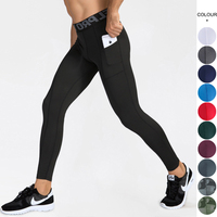 Celana Gym Pria Desain Kustom Legging Bernapas dengan Saku Latihan Lari Olahraga Celana Menyerap Keringat Cepat Kering
