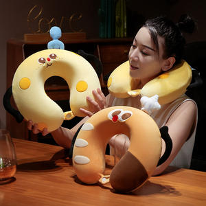 Oreiller en mousse à mémoire de forme en U, léger, pour la sieste, soutien cervical, voyage en avion ou en voiture, en velours cristal - Product Image 3