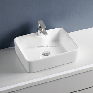 Vasque de salle de bain en céramique blanche au design moderne, lavabo artistique - Product Image 4