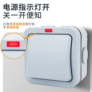 Outdoor Waterproof Wall <b>Switch</b> Ip66 Double Pole With Indicator <b>Light</b> For Outdoor Use - Product Image 1