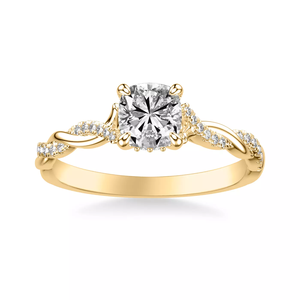 custom 1-5ct 14K Gold <b>Cushion</b> Cut diamond Engagement <b>Ring</b> Twisted Shank Pave Side Lab Grown diamond IGI certificate for women - Product Image 3