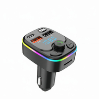 Lecteur MP3 pour voiture, chargeur rapide QC3.0, double USB-C, double USB 5.0, récepteur/émetteur FM, écran numérique bleu, design cyberpunk