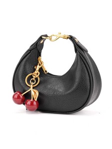 Sac vintage noir en forme de croissant avec breloque cerise, sac à main pour un style décontracté et urbain - Product Image 2