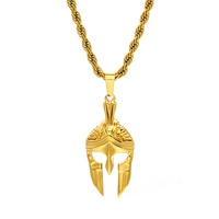 Mode Étanche Spartiate Charme Pendentif Collier PVD Plaqué Or En Acier Inoxydable 316L Spartiate Casque Pendentif Pour Hommes Bijoux