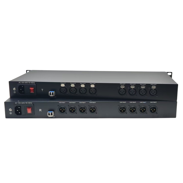 8 Channels XLR Balanced Audio over Fiber Optical Converter via Single Mode Single Fiber Extend up to 20km
