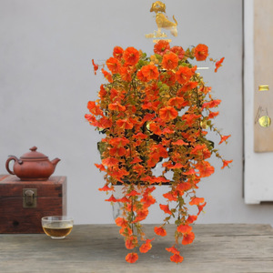ดอกไม้ประดิษฐ์ Sunshine Flower Language รุ่น 69-Eye Morning Glory สีแดงฤดูใบไม้ร่วง แบบแขวนตกแต่งผนัง - Product Image 1
