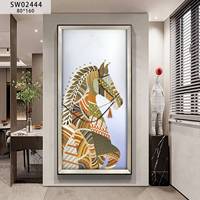 Impression d'art mural abstrait texturé plaqué or, motif cheval, noir, décoration moderne pour la maison, vente directe d'usine en gros