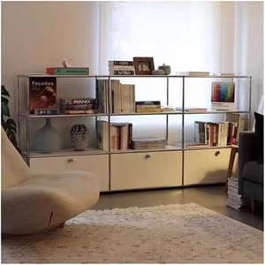 Mueble auxiliar modular de segunda mano de doble capa, almacenamiento para sala de estar y comedor, cubo combinado de acero inoxidable - Product Image 5