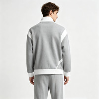 Ensemble de survêtement athlétique pour homme personnalisé avec bordure contrastée, veste zippée intégrale et pantalon de jogging, deux pièces, pour un usage quotidien