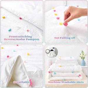 Ensemble de housse de couette en coton coloré OEKO pour filles, ensemble de draps de lit pour bébé en jacquard à pois capitonnés, ensemble de literie personnalisé pour tout-petits - Product Image 4