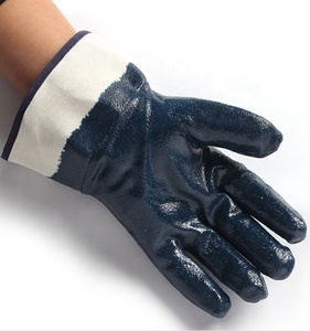 <span class=keywords><strong>Guanti</strong></span> di sicurezza per polsini con finitura ruvida rivestiti in <span class=keywords><strong>Nitrile</strong></span> blu liscio e resistente agli agenti chimici di alta qualità - Product Image 5