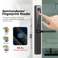 Serrure de porte coulissante numérique WiFi Tuya étanche avec empreinte digitale, code, carte, compatible TTlock, Alexa ou Google