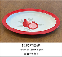Service de table en porcelaine rouge grenade de luxe rétro haut de gamme, assiettes, bols et tasses en céramique rondes, portables pour la maison et le restaurant