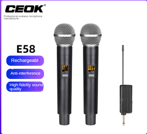 Microphone sans fil, double système de micro dynamique en métal sans fil UHF avec récepteur rechargeable, pour chant karaoké, mariage, DJ, Pa - Product Image 2