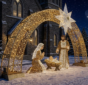 Luces Navideñas con Motivo de Cruz de Jesús para Decoraciones Navideñas de Exterior - Product Image 2